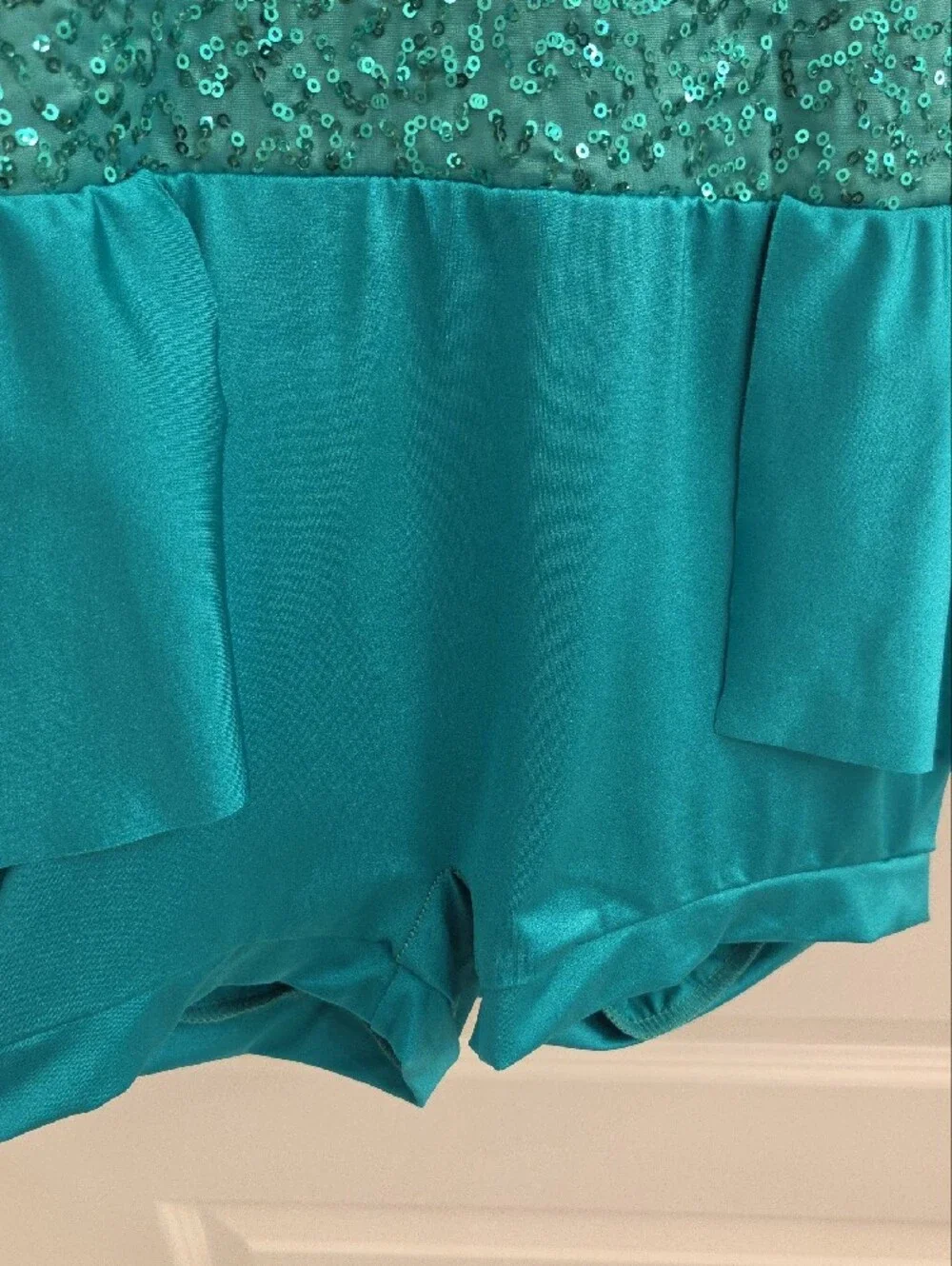 Weissman Turquoise Sequined Halter Dance Costume